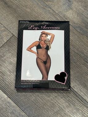 Leg Avenue Black Woven Twist Net Maxi Dress Lingerie NWT